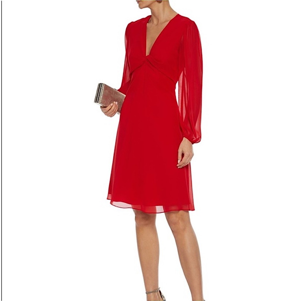 Diane Von Furstenberg Red Long Sleeve Dress